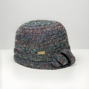 Betmar New York Knit Cloche Hat Cap Black Multicolor Marled Bucket Women's & Box